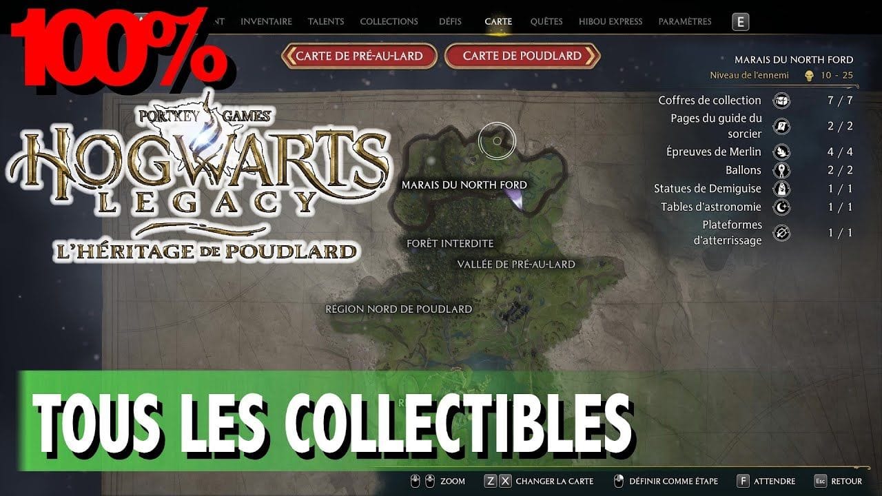 MARAIS DU NORTH FORD - TOUS LES COLLECTIBLES COFFRE / PAGE / STATUE - HOGWARTS LEGACY