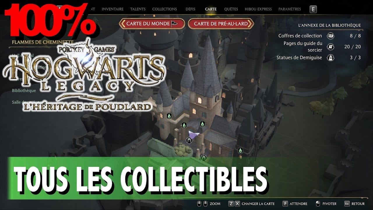 L'ANNEXE DE LA BIBLIOTHÈQUE - TOUS LES COLLECTIBLES COFFRE / PAGE / STATUE  - HOGWARTS LEGACY