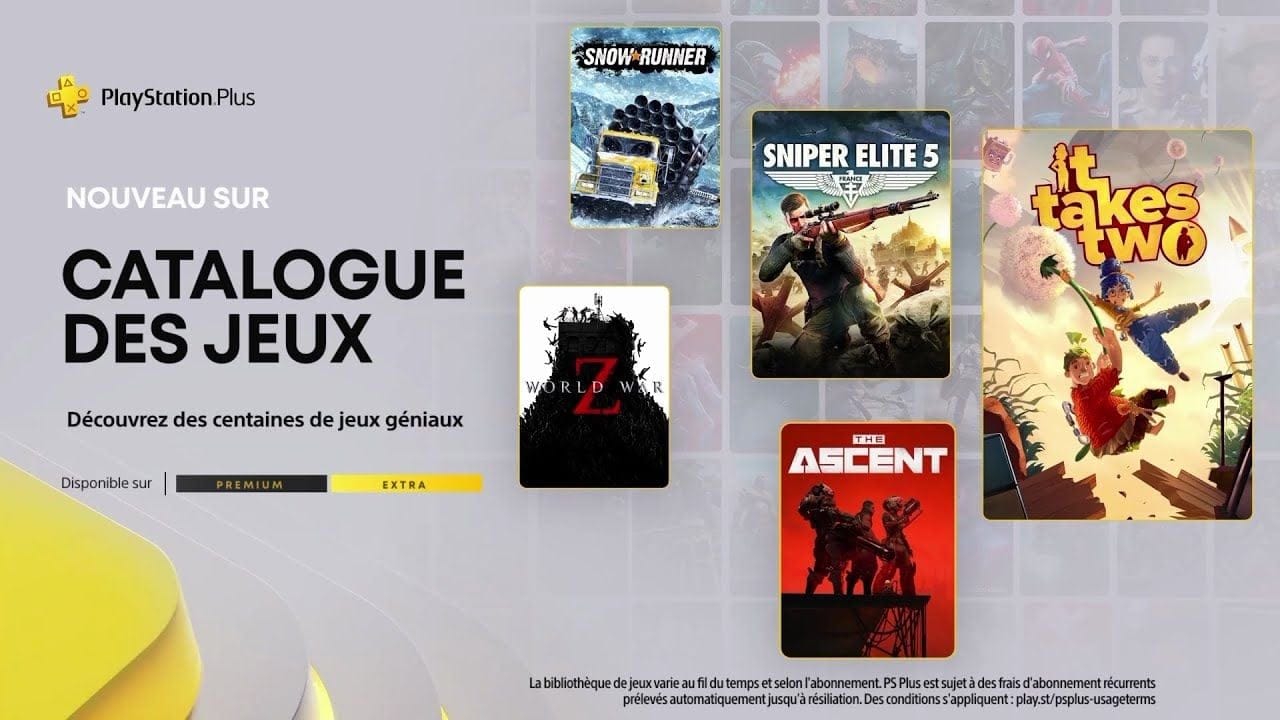 PlayStation Plus Extra - Juillet 2023 - It Takes Two, World War Z, Undertale, Sniper Elite 5, etc.