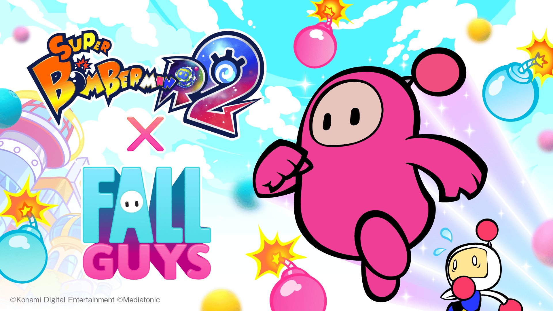 Fall Guys et Bomberman font équipe