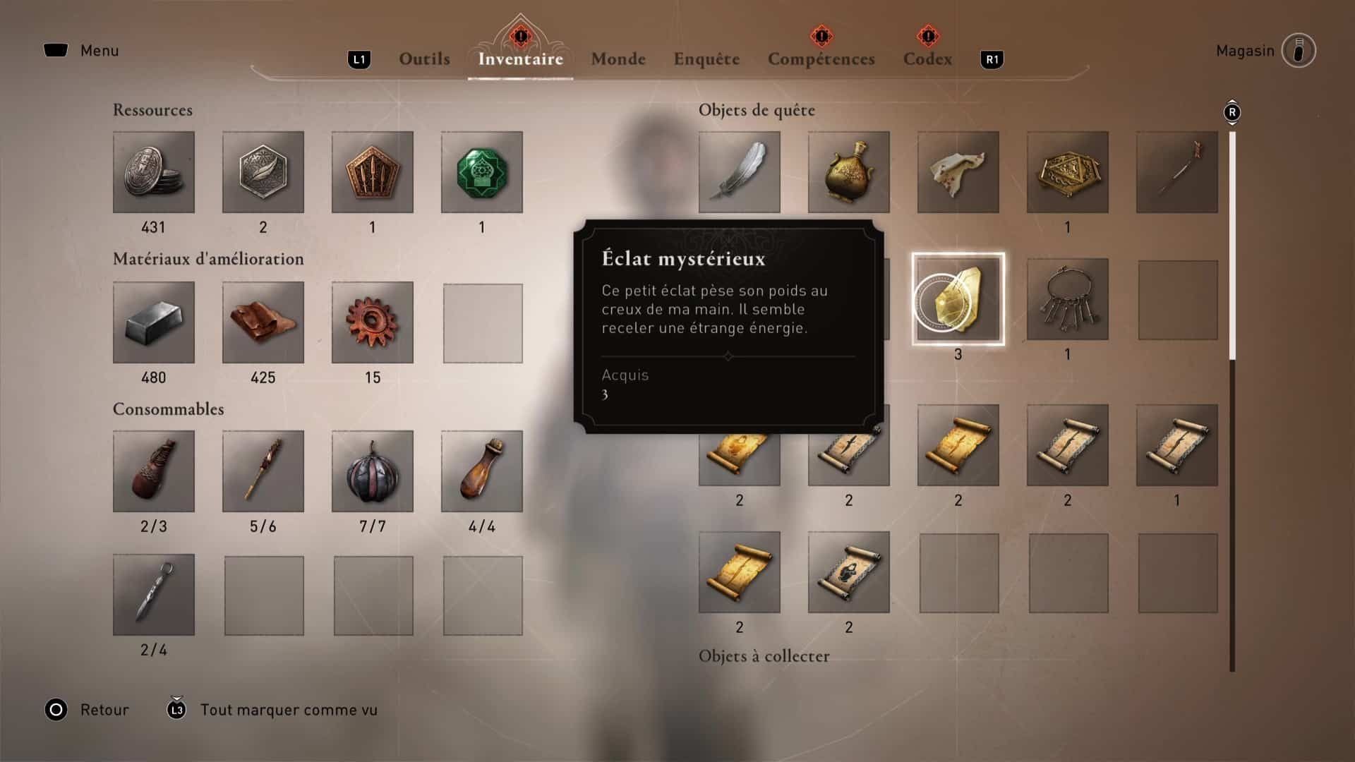 Localisation de tous les éclats mystérieux | Guide Assassin's Creed Mirage