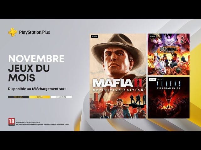 PlayStation Plus - Novembre 2023 - Mafia 2 Def Ed, Dragon Ball: The Breakers, Aliens: Fireteam Elite