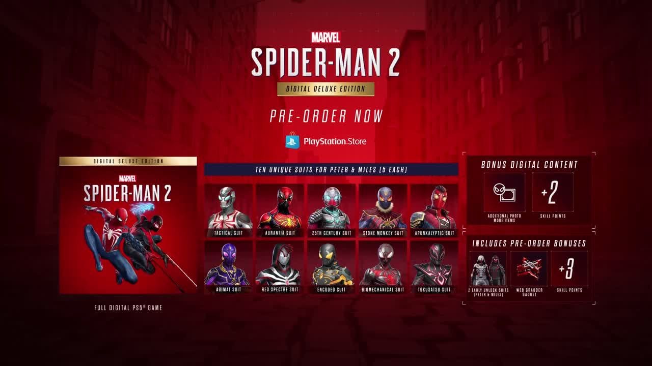 Bande-annonce Marvel's Spider-Man 2 : un trailer rempli de skins pour l'Édition Deluxe numérique - jeuxvideo.com