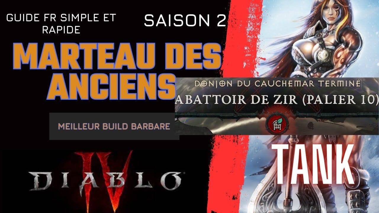 DIABLO 4 : BARBARE MARTEAU DES ANCIENS TANK UBER  (HOTA FR) SAISON 2 END GAME