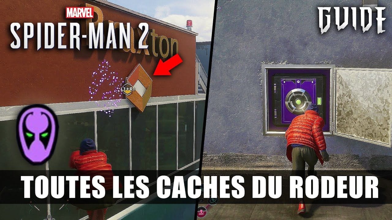 Marvel's Spider-Man 2 : Toutes les CACHES DU RÔDEUR (Emplacements & Solutions) Guide 🏆 Collab