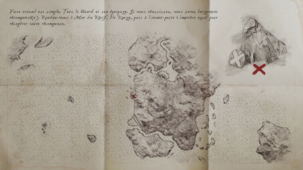 Vol en haute mer Skull and Bones : Carte de prime de Caradec, Île rouge... Où trouver le butin pour terminer cette quête ?