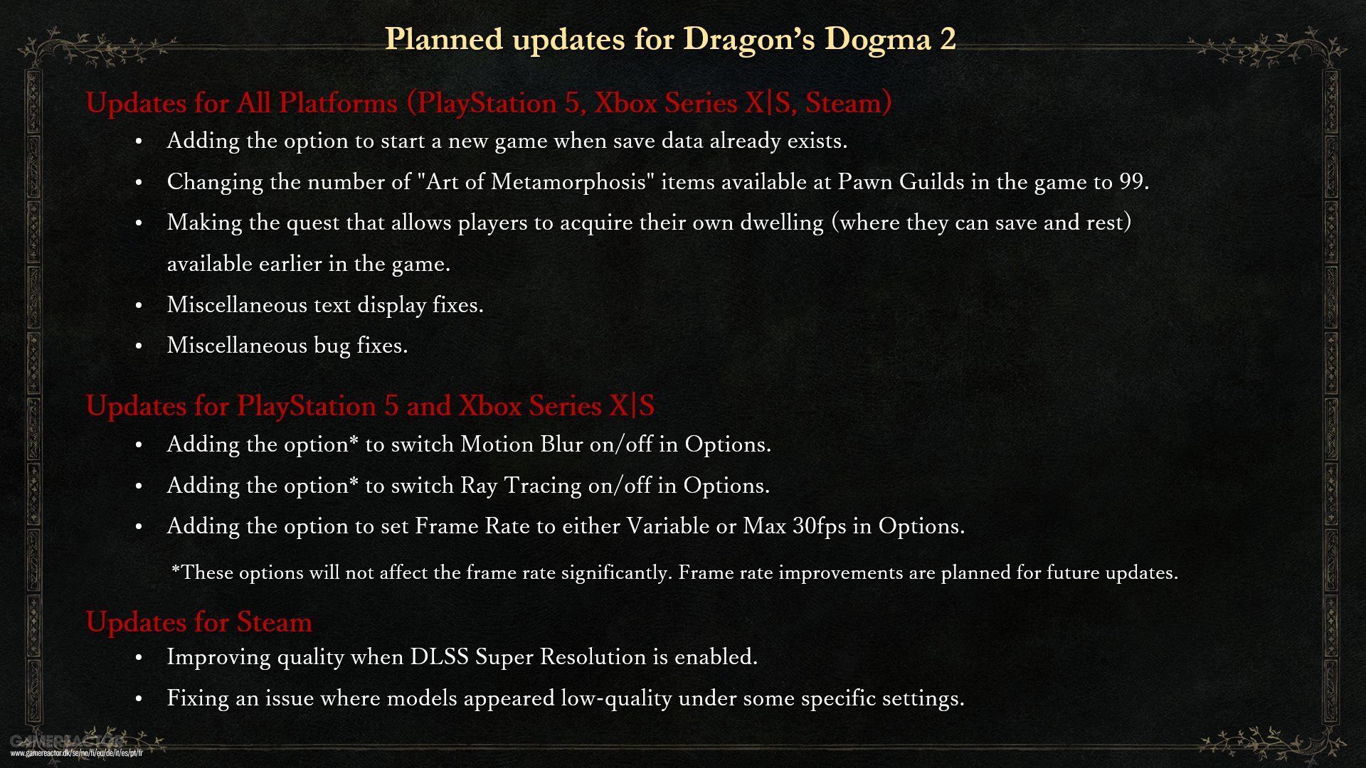 Capcom révèle la feuille de route des prochains correctifs de Dragon's Dogma 2.