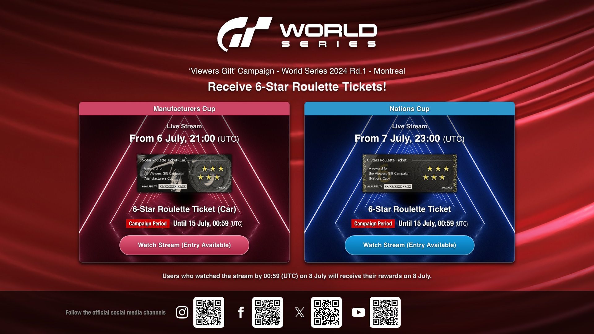 Gagnez des tickets cadeaux avec la "Campagne de visionnage" pour l'événement Gran Turismo World Series 2024 - Manche 1 - Montréal !  - Gran Turismo™ 7 - gran-turismo.com