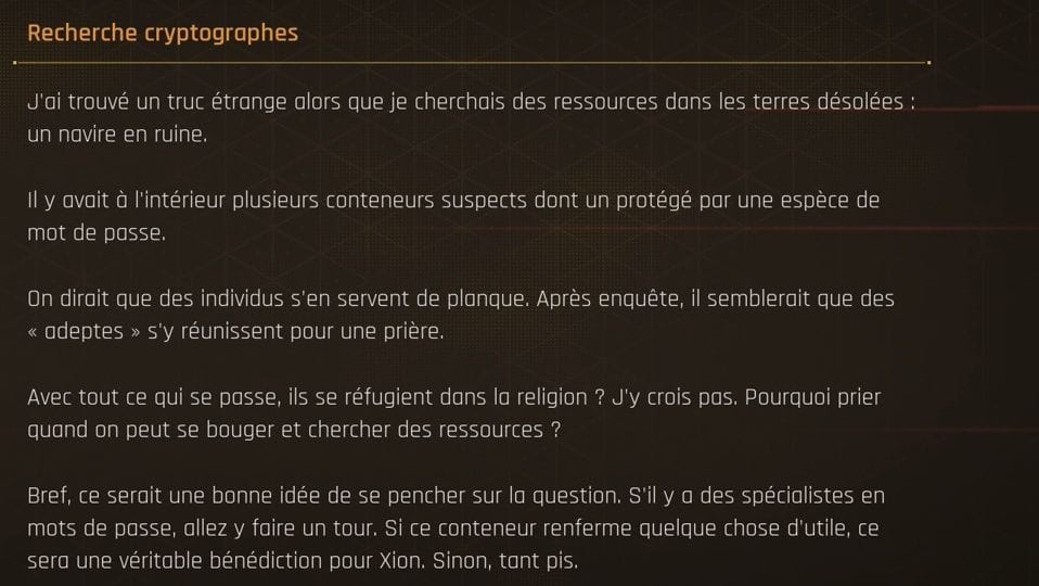 Recherche cryptographes