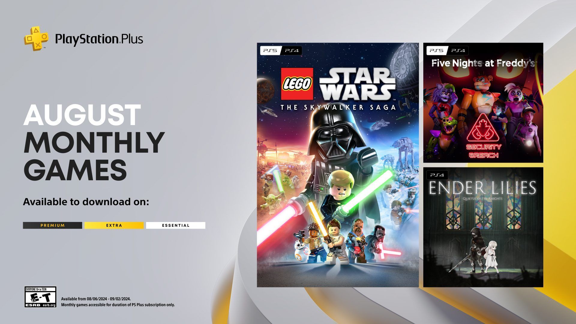 PlayStation Plus Monthly Games for August: LEGO Star Wars The Skywalker Saga, FNAF Security Breach, Ender Lilies: Quietus of the Knights