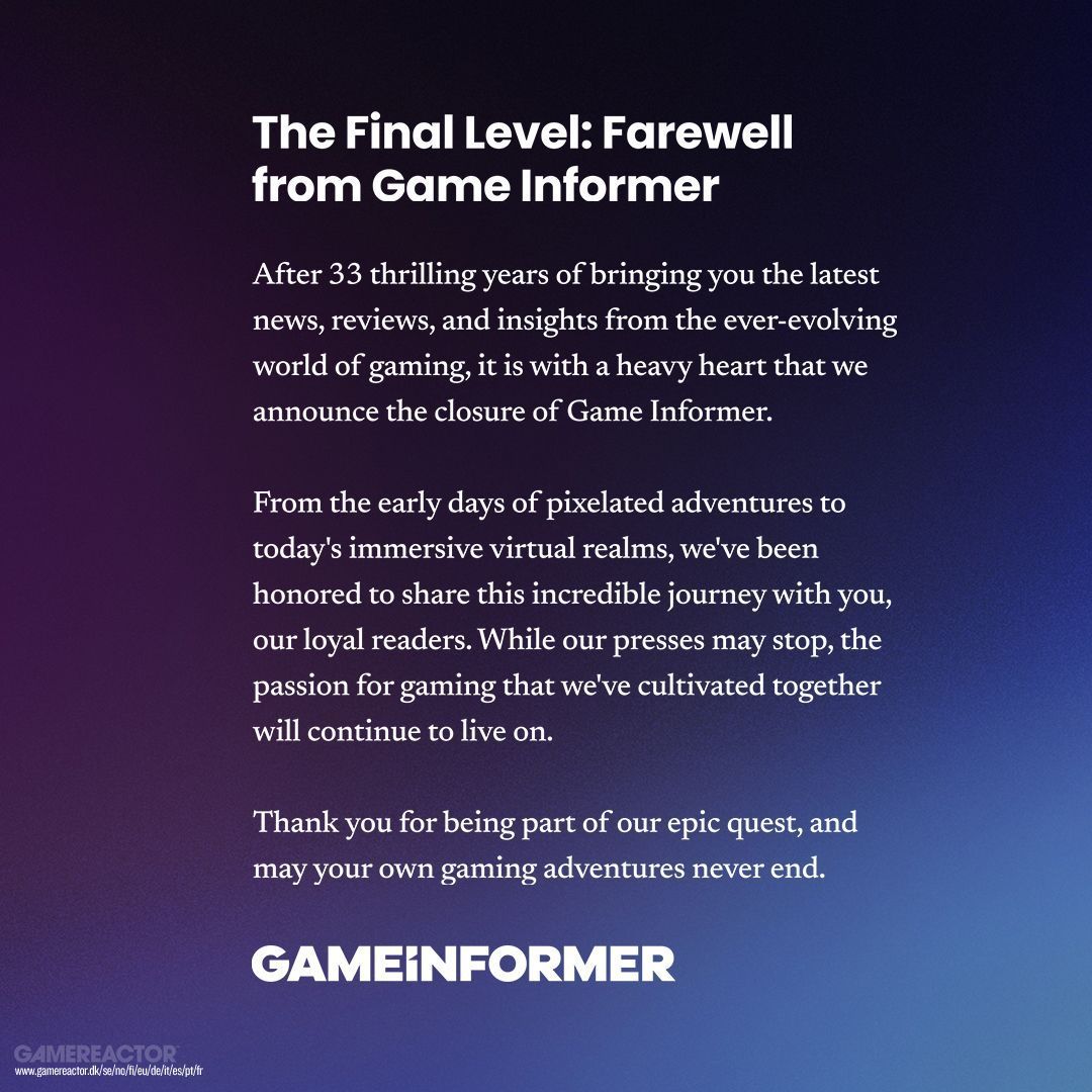 GameStop ferme immédiatement Game Informer, le plus ancien magazine américain de jeux vidéo.