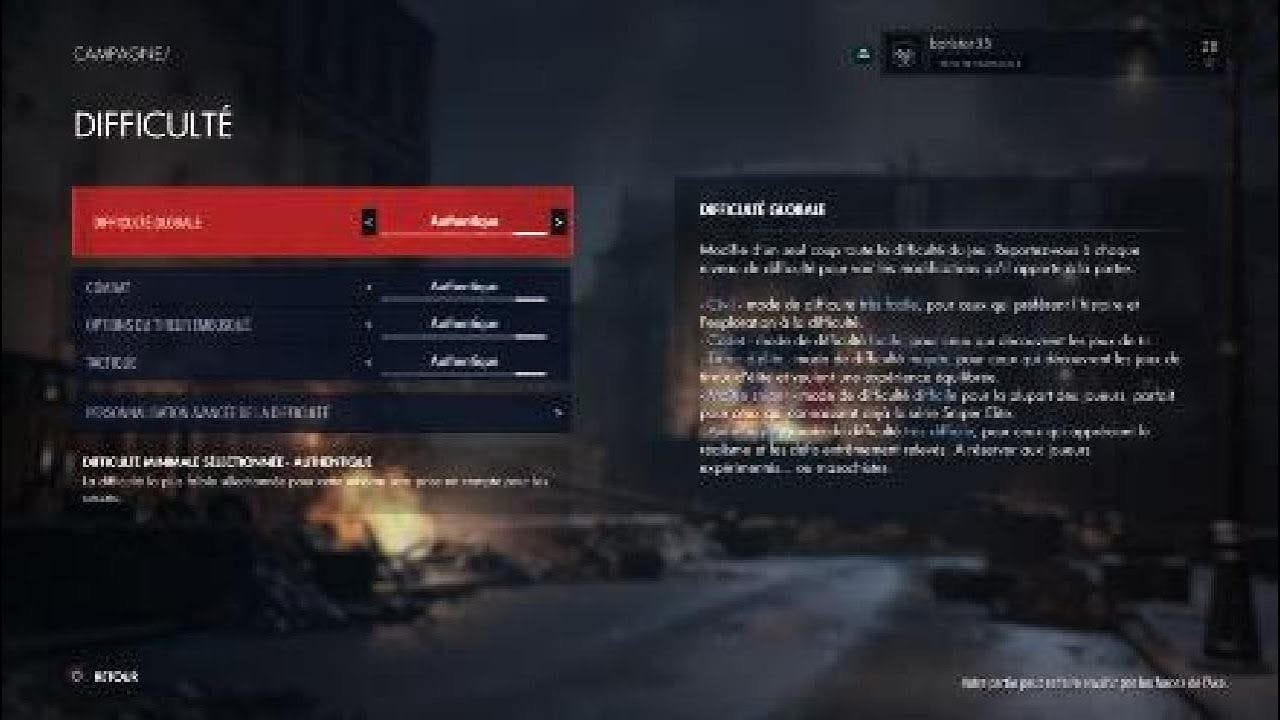 Sniper Elite RÉSISTANCE les Différents Mode de difficulté PROPOSER/DISPO