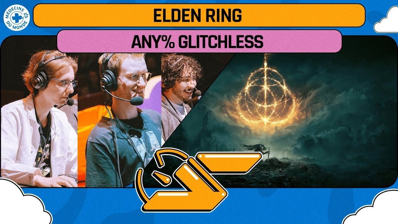 Elden Ring en Any% Glitchless par Mokyx, Kemist et Poleuky en 1:08.08 | SPEEDONS 2025