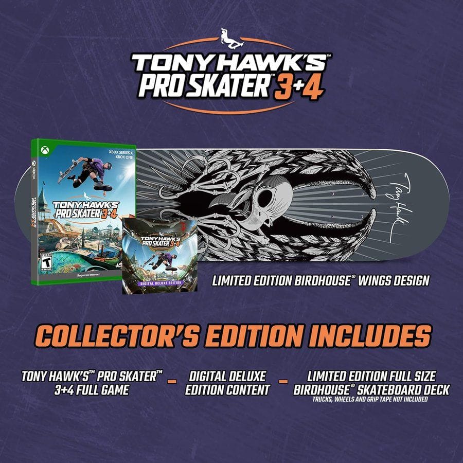 Tony Hawk's Pro Skater 3 + 4 : Collector's Edition comprend une véritable planche de skateboard.