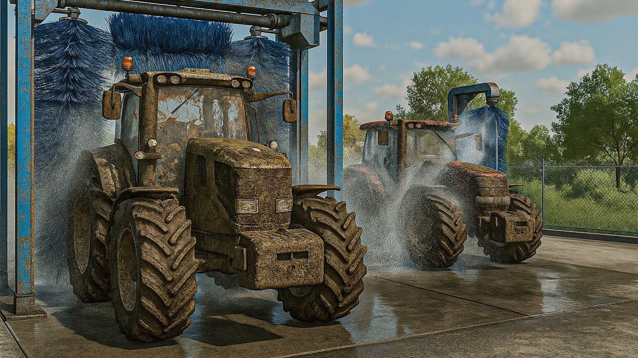 Dirty tractors get Washed in Automatic Farming Washer | Farming Simulator 25