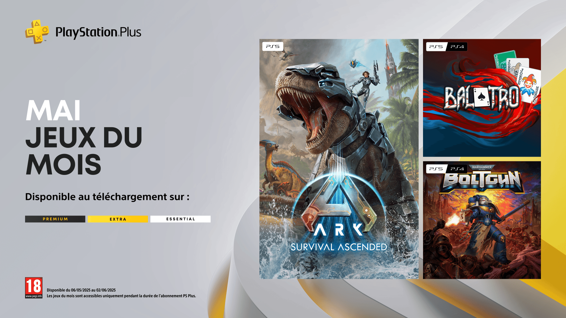 Les jeux du mois PlayStation Plus de mai : Ark: Survival Ascended, Balatro et Warhammer 40,000: Boltgun