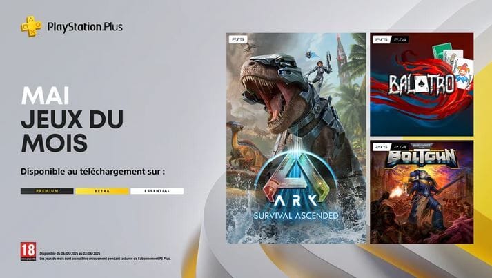 GEEKNPLAY - PlayStation Plus Mai 2025 - Ark, Balatro et Warhammer 40,000 : Boltgun débarquent pour un mois de mai 100 % gaming