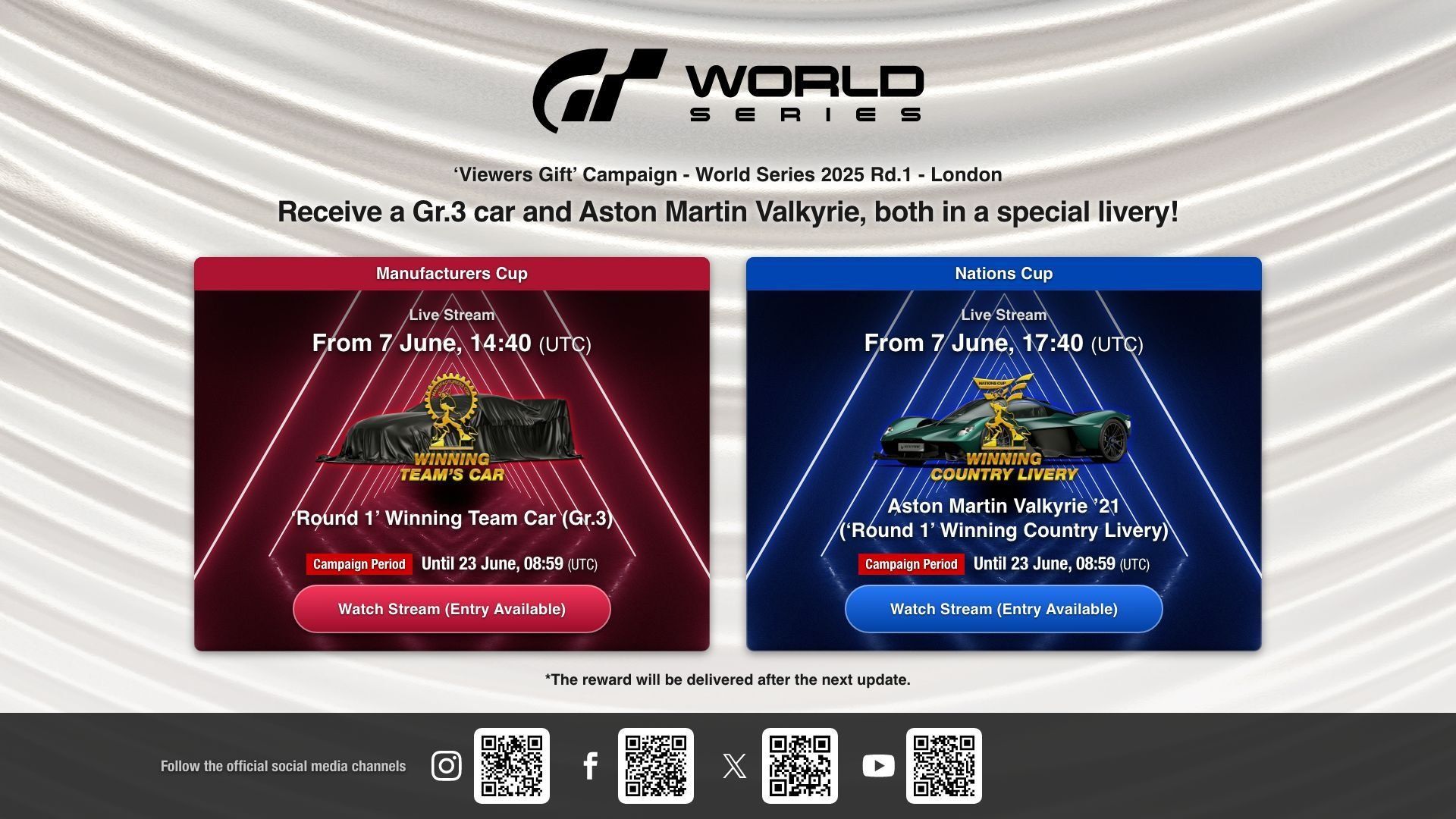 Recevez deux tickets de voiture de course avec la "Campagne de visionnage" pour l'événement Gran Turismo World Series 2025 - Manche 1 - Londres ! - World Series - gran-turismo.com