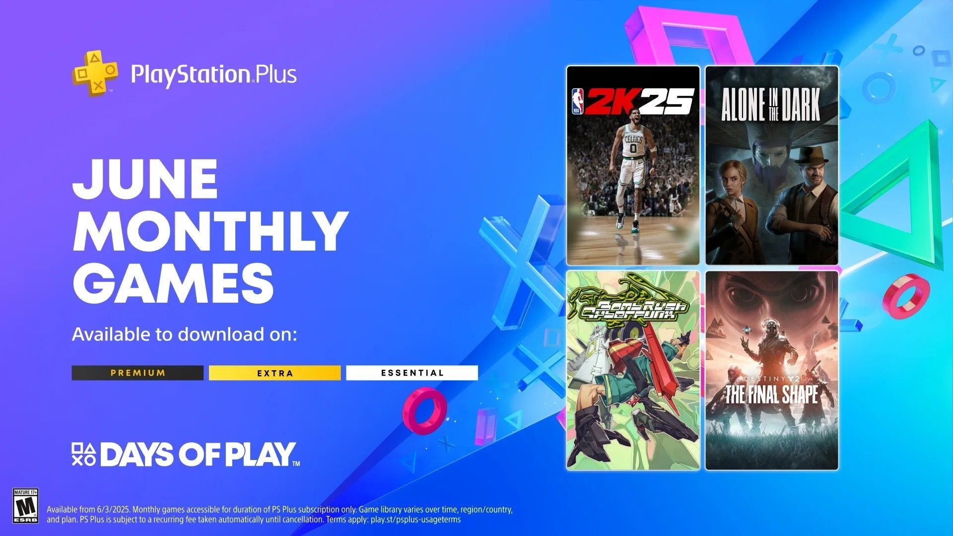Sony annonce les jeux PS Plus pour le mois de juin et quelques titres bonus pour le catalogue de jeux.