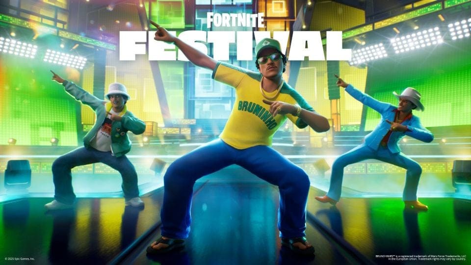 GEEKNPLAY - Fortnite Festival - Bruno Mars enflamme les planches du Festival de la Saison 9