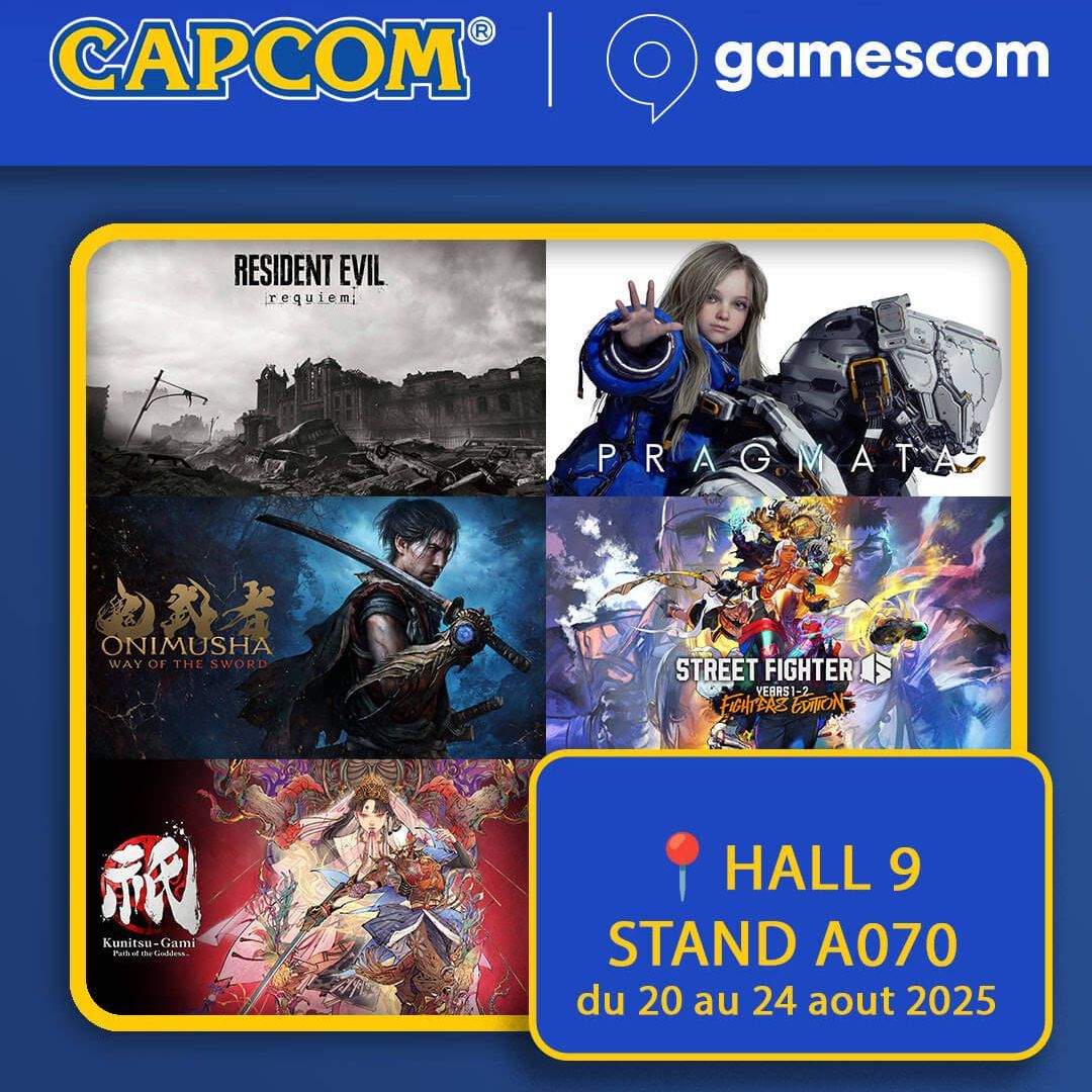 GEEKNPLAY - Capcom - Dévoile du lourd à la Gamescom 2025 ! Resident Evil Requiem, Pragmata et Onimusha jouables en démo