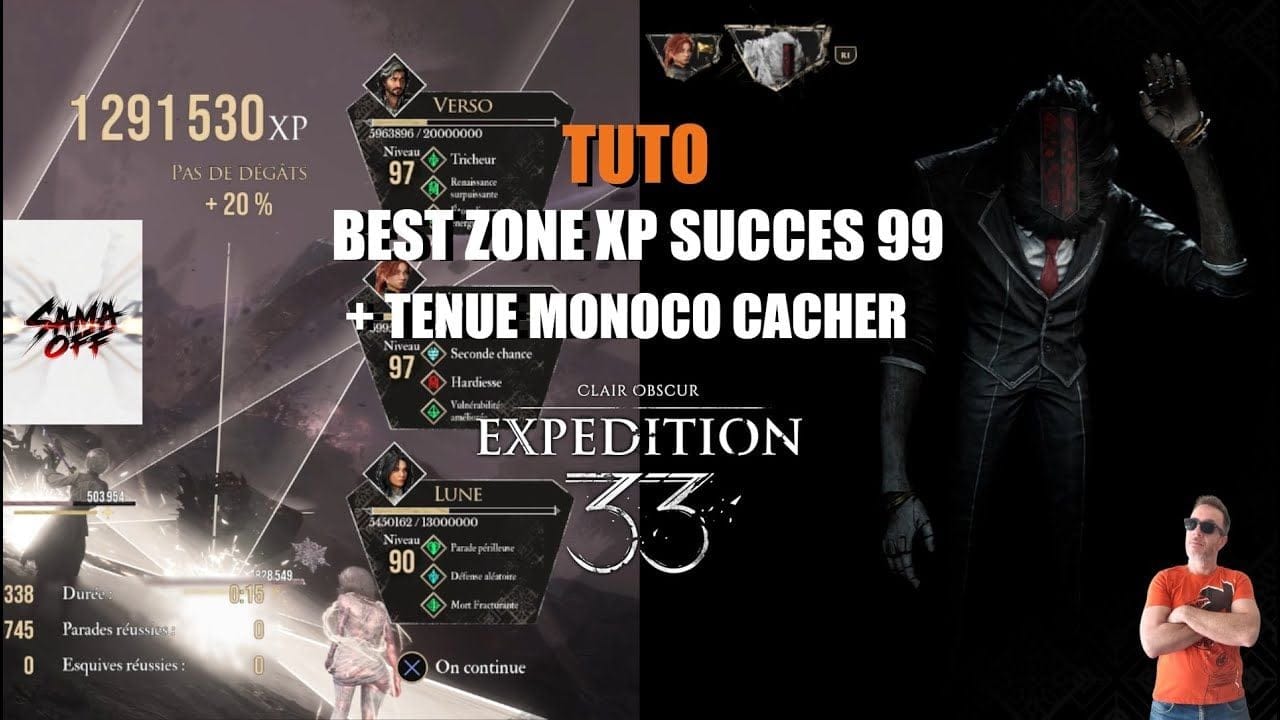 TUTO Clair Obscur Expedition 33, TENUE MONOCO+ ZONE XP SUCCES 99