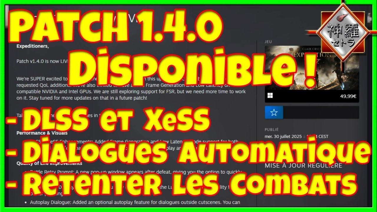Mise à Jour 1.4.0 DISPONIBLE ! Retenter les Combats, DLSS, VERSO FIX ! Clair Obscur Expedition 33