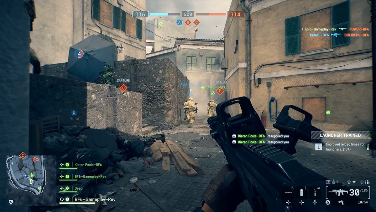 Gameplay multi Battlefield 6 : une partie en mode Domination sur Iberian Offensive