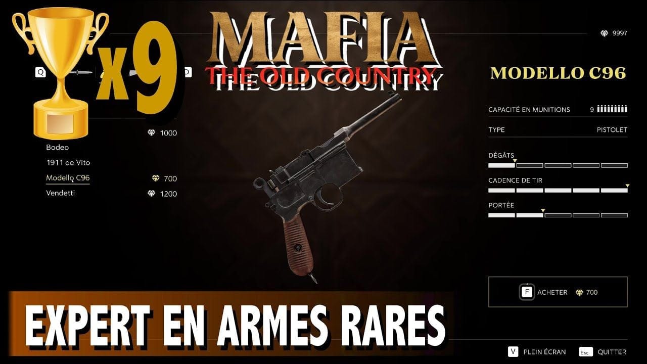 EXPERT EN ARME RARE / ASSASSIN DISCRET - CHAUD DEVANT ...  - TROPHÉE - MAFIA THE OLD COUNTRY