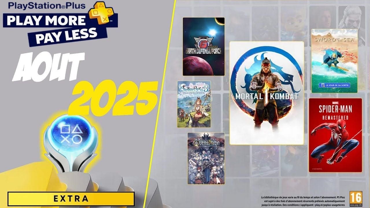 PS + EXTRA d'août 2025 : 9 jeux  ➤ Trophées & Platine : Temps d'obtention et Difficulté
