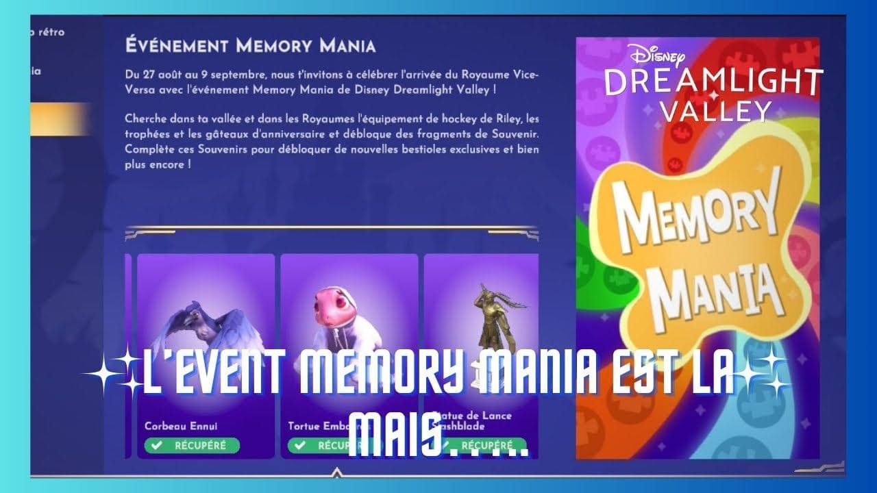 AVEC UNE SEMAINE D’AVANCE LE NOUVEL ÉVENT MEMORY MANIA EST LA… MAIS….. ✨🏰🧠