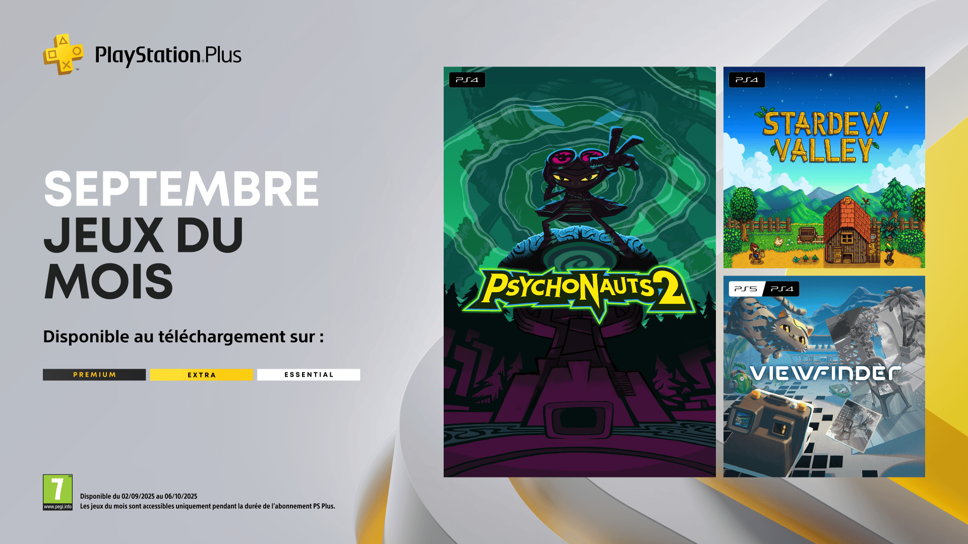 Les jeux du mois PlayStation Plus de septembre : Psychonauts 2, Stardew Valley, Viewfinder