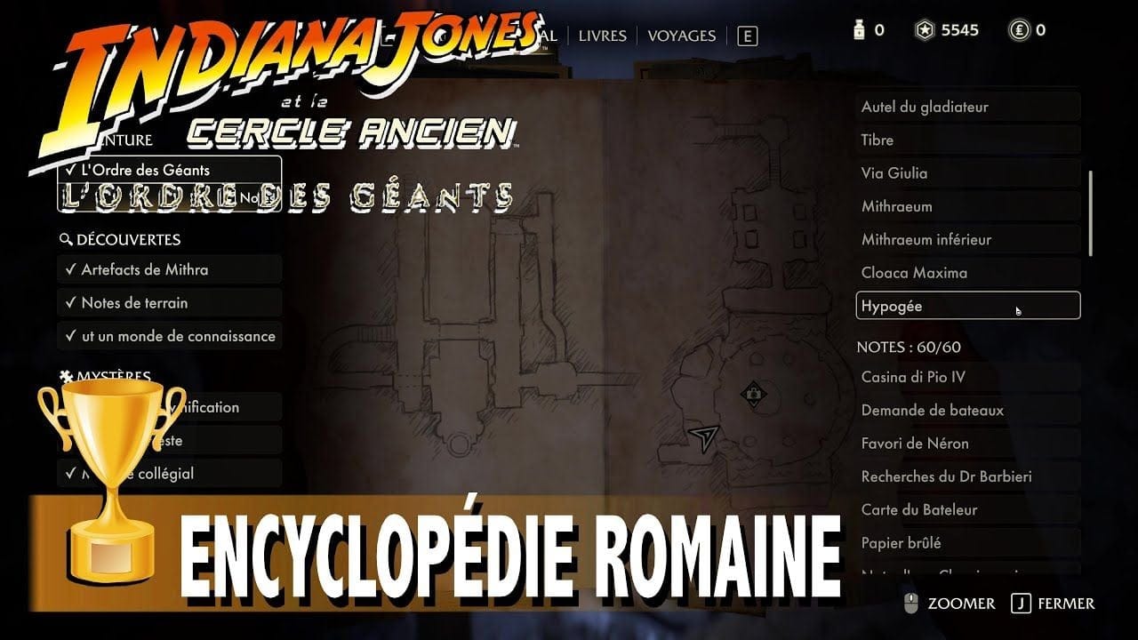 ENCYCLOPÉDIE ROMAINE  Recueillir toutes les notes de journal à Rome L'ORDRE DES GÉANTS INDIANA JONES