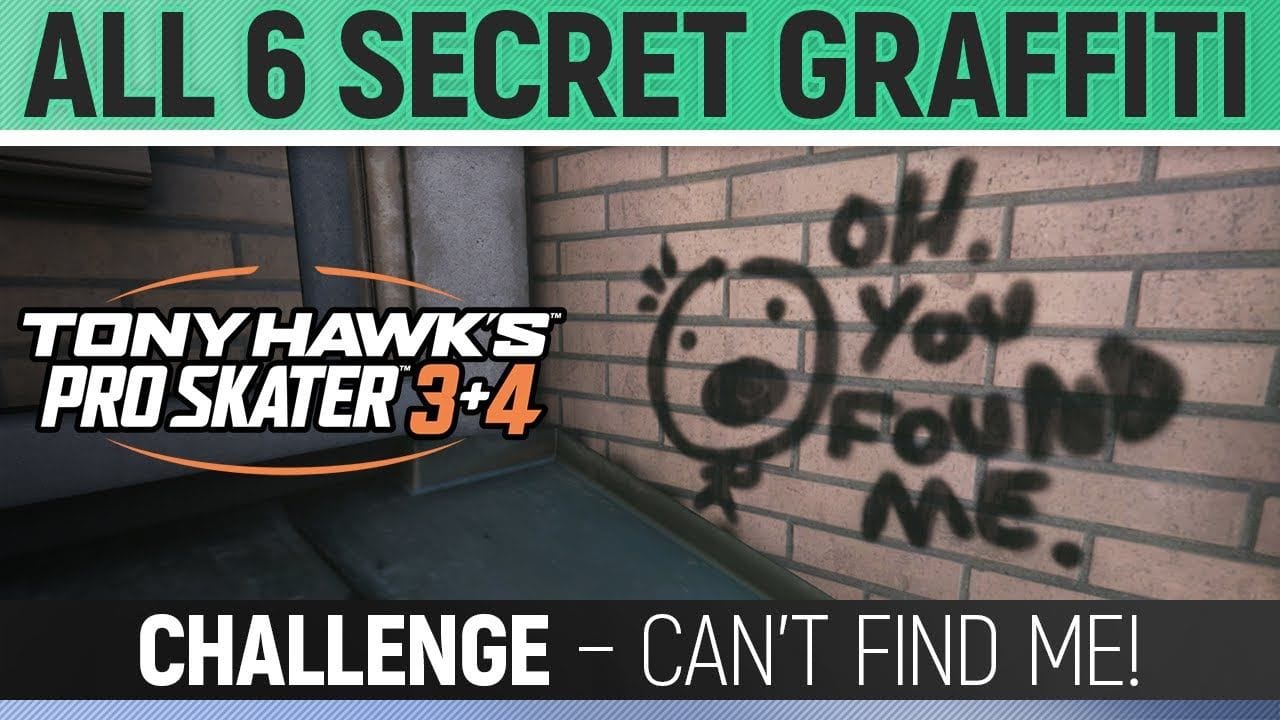 Tony Hawk's Pro Skater 3+4 - Challenge - Can't Find Me! (All 6 Secret Graffiti Spot Locations)