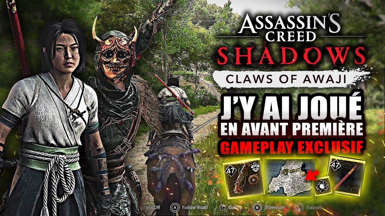 Assassin's Creed Shadows : J'ai joué au DLC Claws of AWAJI !! Carte, Combat de Boss, Nouvelle Arme..
