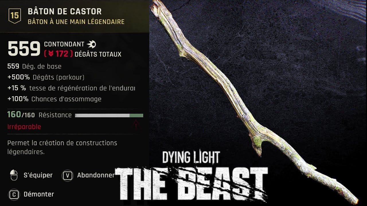 OÙ TROUVER LE BÂTON DE CASTOR - PLAN / Arme légendaire Easter Egg  - DYING LIGHT THE BEAST