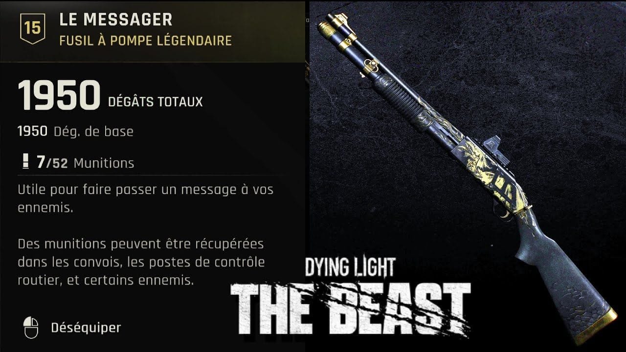 OÙ TROUVER LE MESSAGER  - Arme légendaire / Fusil à Pompe - DYING LIGHT THE BEAST