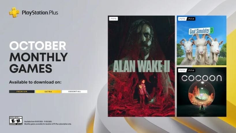 GEEKNPLAY - PlayStation Plus octobre 2025 - Alan Wake 2, Goat Simulator 3 et Cocoon rejoignent le catalogue