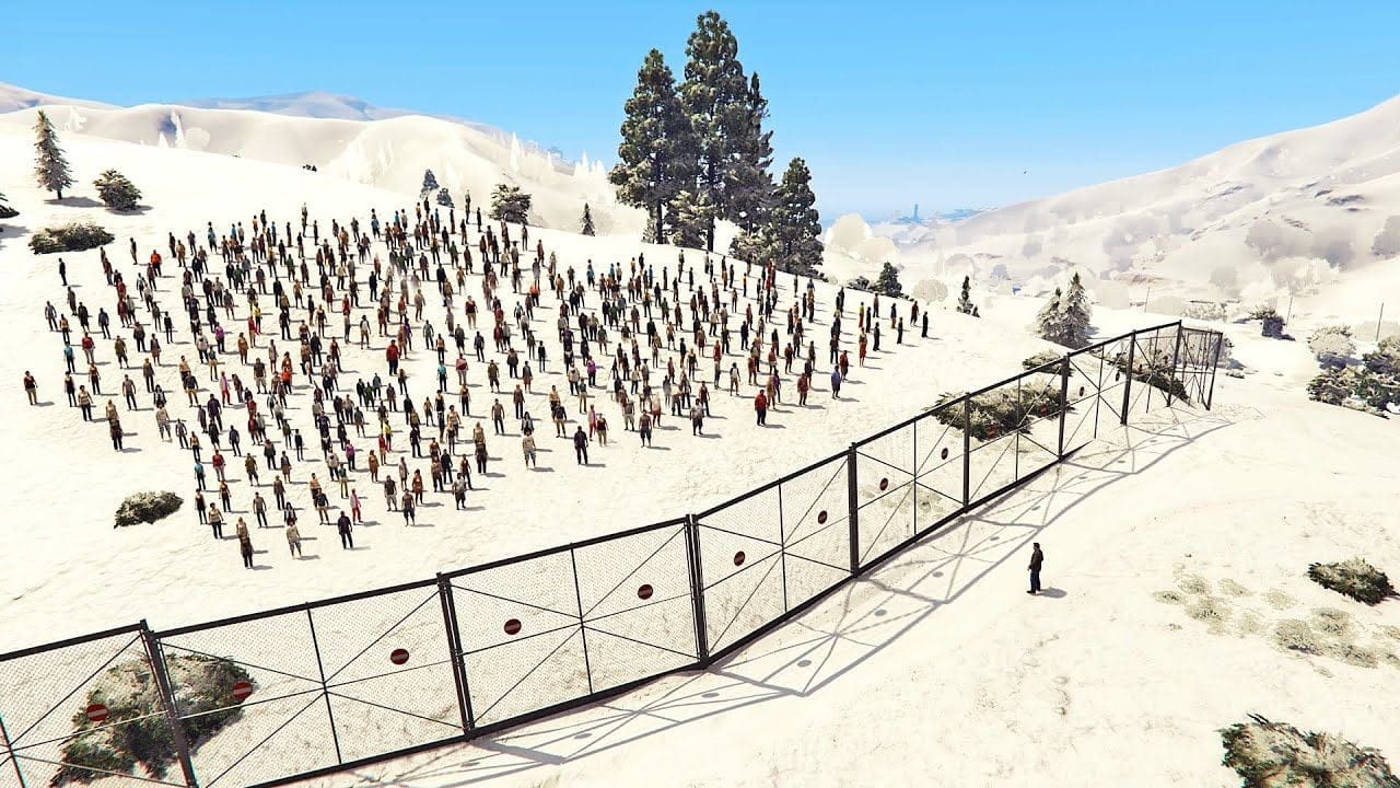 قراند 5 : حاجز الزومبي الرادع | GTA V Frozen Los Santos & Zombie Barrier