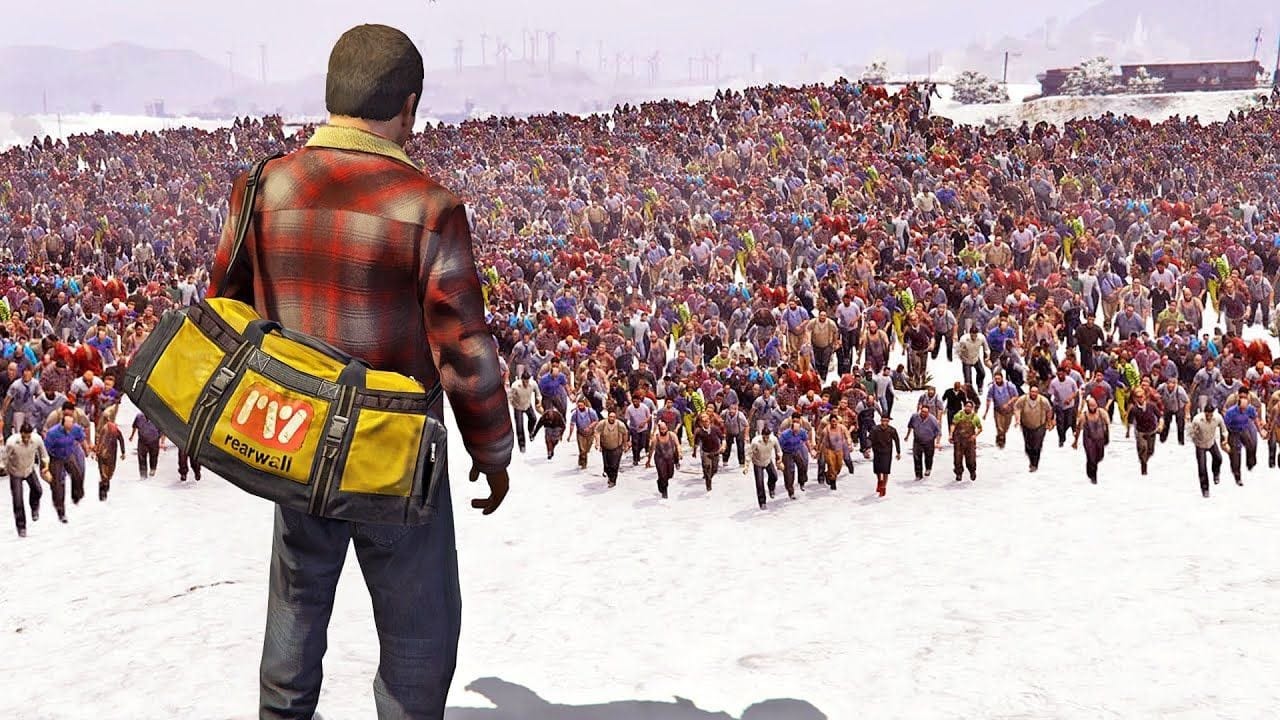 قراند 5 : أعداد هائلة في كارثة الزومبي الواقعية | GTA V Frozen Los Santos & Zombie Outbreak