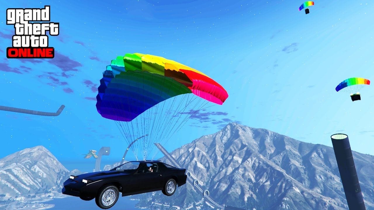 الطيران بسيارة المظلة مع أفضل السباقات على الإطلاق في قراند 5 أونلاين | GTA V Online