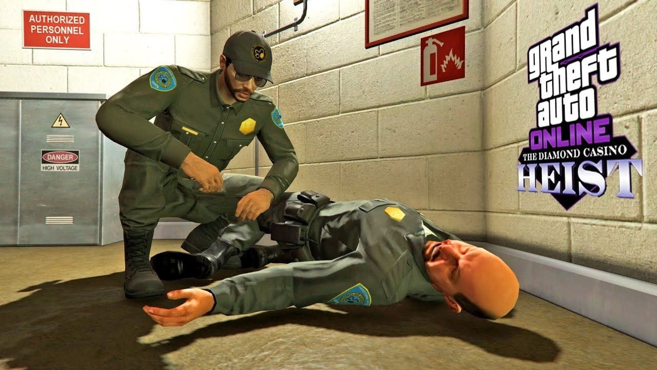 التسلل داخل السجن كشرطي مراقبة وسرقة بطاقة المفتاح في قراند أونلاين | GTA Online Casino Heist