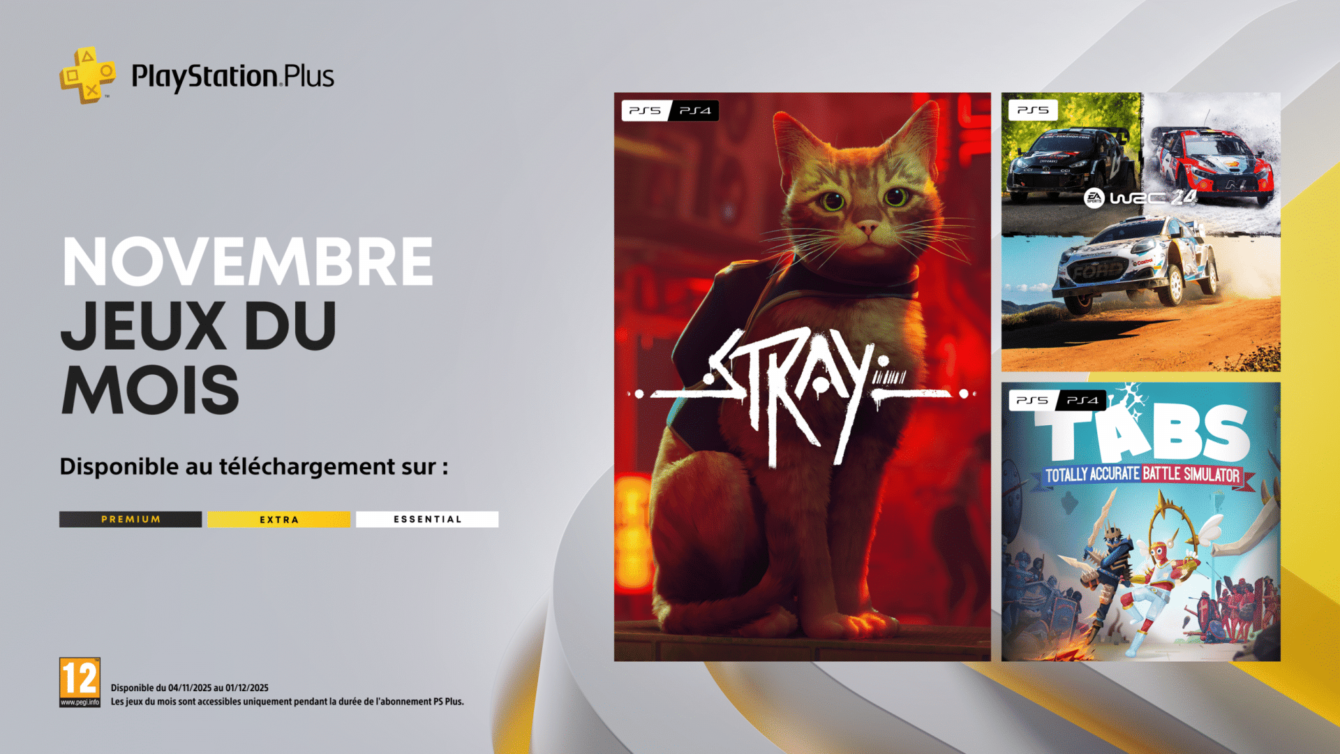 Les jeux du mois PlayStation Plus de novembre : Stray, EA Sports WRC 24 et Totally Accurate Battle Simulator