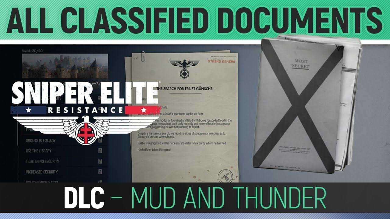Sniper Elite: Resistance - Mud and Thunder - All Classified Document Locations