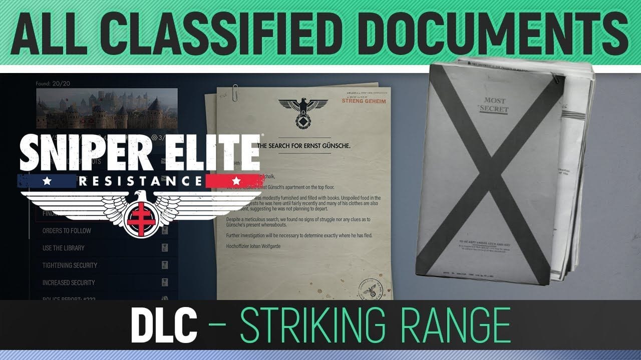 Sniper Elite: Resistance - Striking Range - All Classified Document Locations