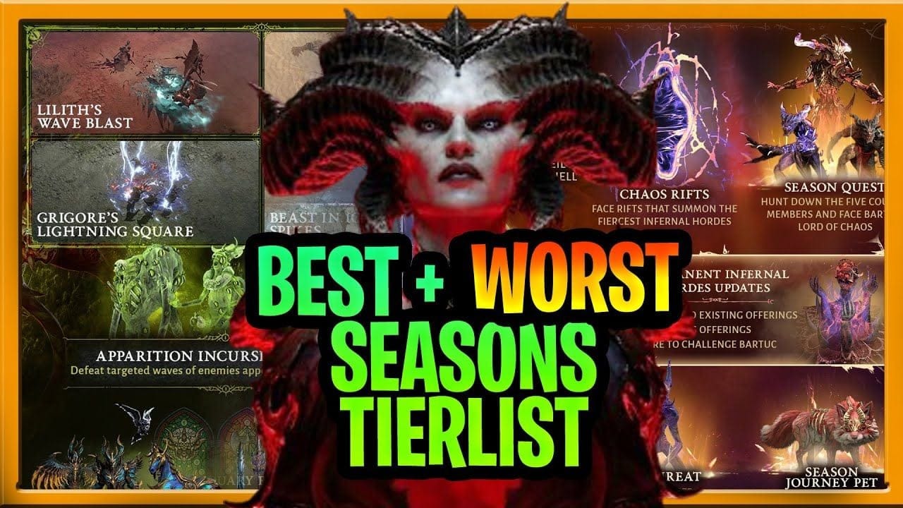 Diablo 4 Seasons TIERLIST BEST AND WORST SEASON OF ALL TIME in Diablo IV History 100% Accurate