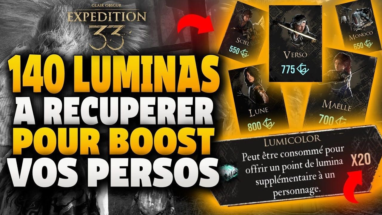 ASTUCE➡️Ne passez pas comme moi à coté de 140 LUMINAS sur Clair Obscur pour AMELIORER vos PERSOS  .