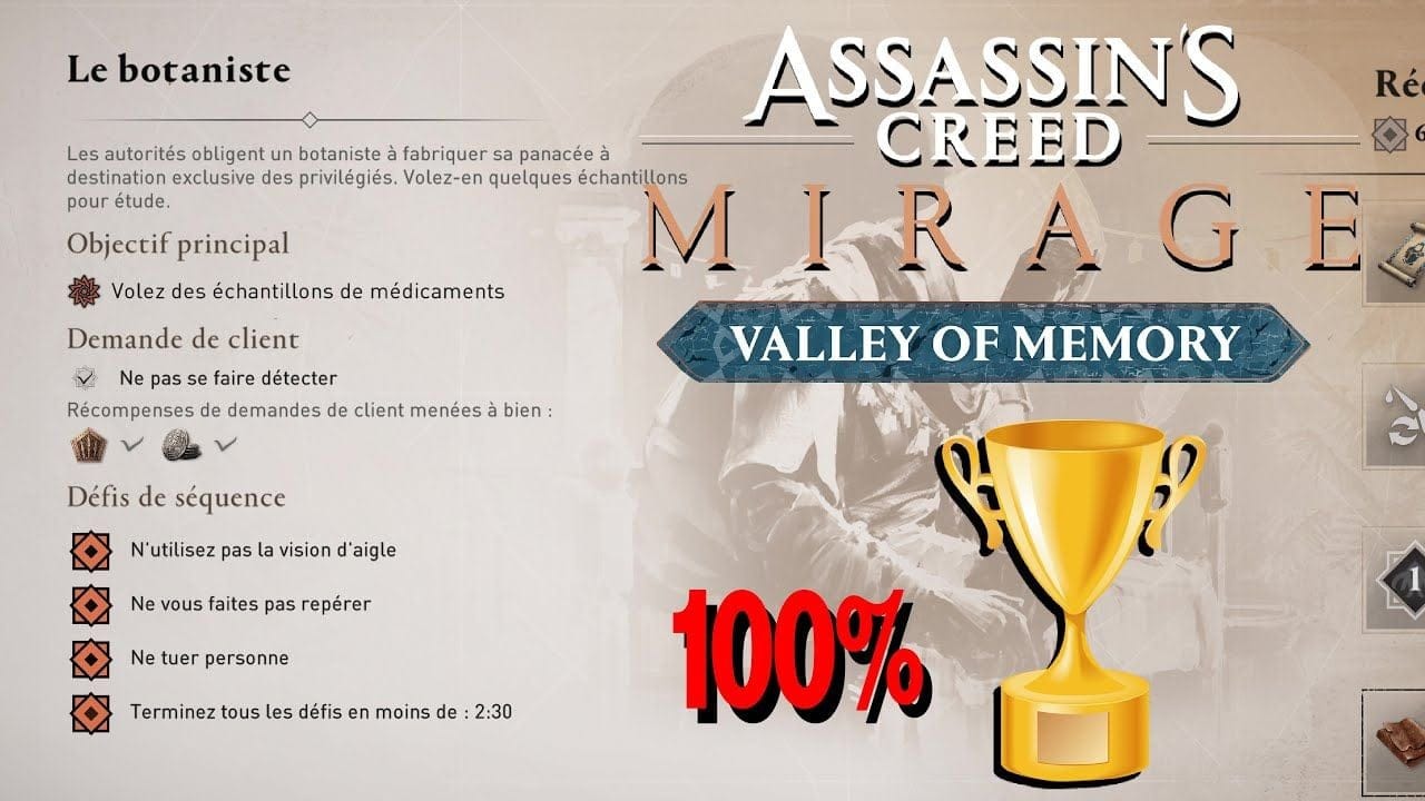 LE BOTANISTE  CONTRAT 100% / Tous les défis de Séquence ASSASSIN'S CREED MIRAGE