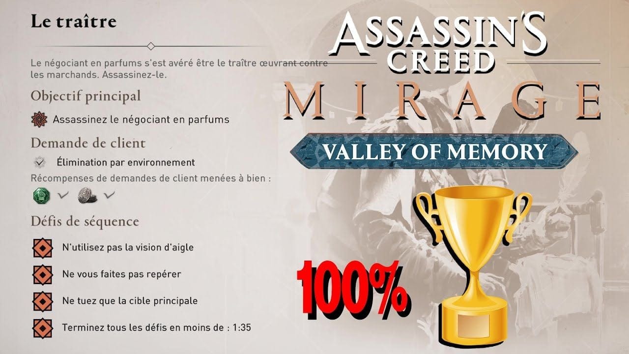LE TRAÎTRE CONTRAT 100% / Tous les défis de Séquence ASSASSIN'S CREED MIRAGE