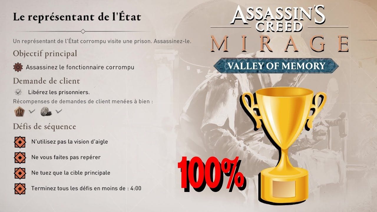 LE REPRÉSENTANT DE L'ÉTAT  CONTRAT 100% / Tous les défis de Séquence ASSASSIN'S CREED MIRAGE
